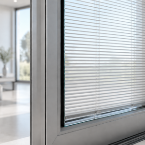 Blinds between glass for windows and doors with built-in venetian blinds