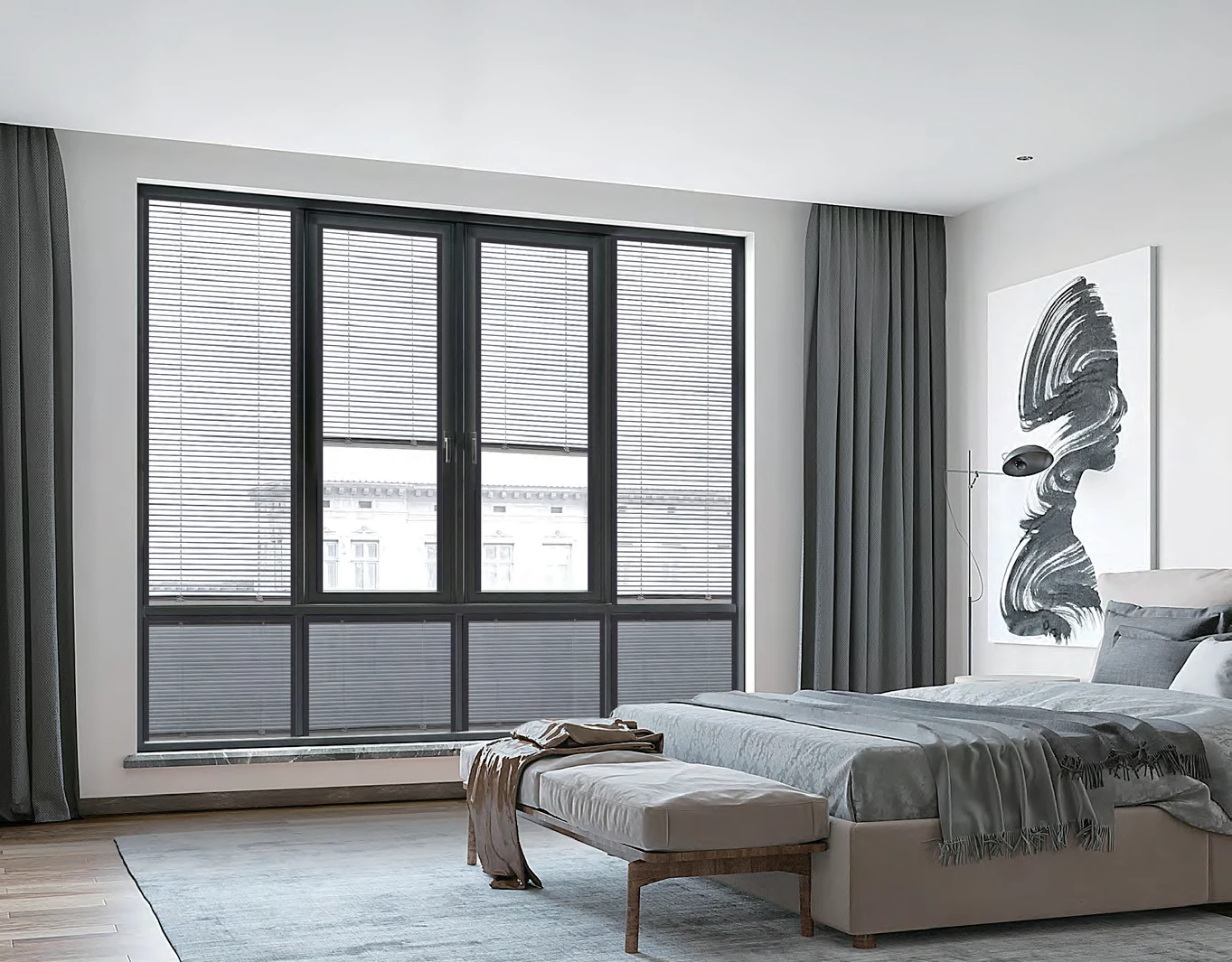 27A Electric Built-in Louvered Insulating Glass — built-in louver insulating glass application