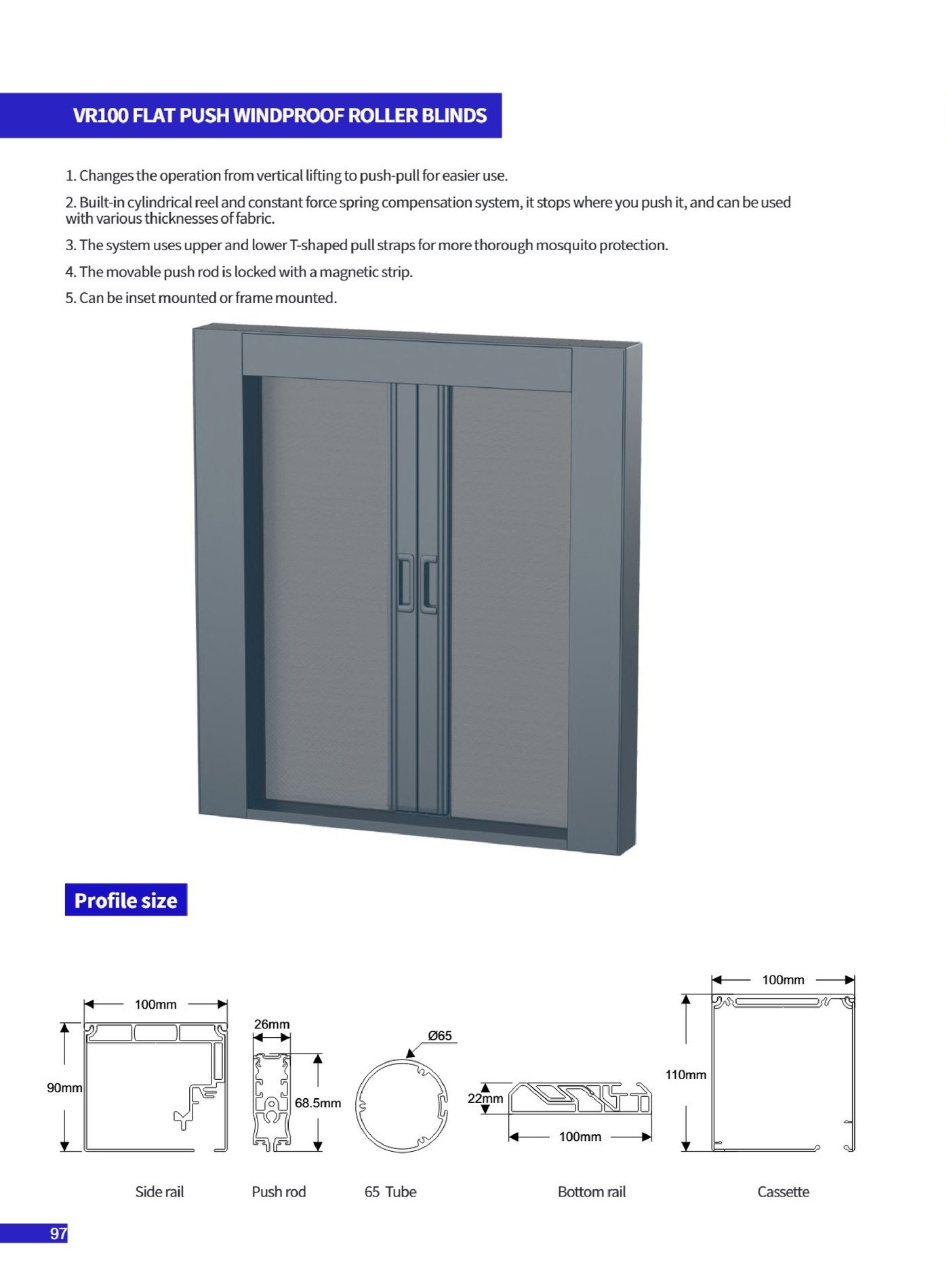 VR100 windproof roller blinds - 2