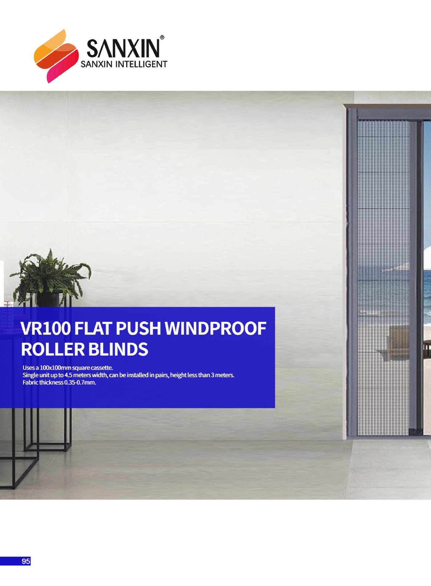 VR100 Flat Push Windproof Roller Blinds – Push-Pull Screen for Doors