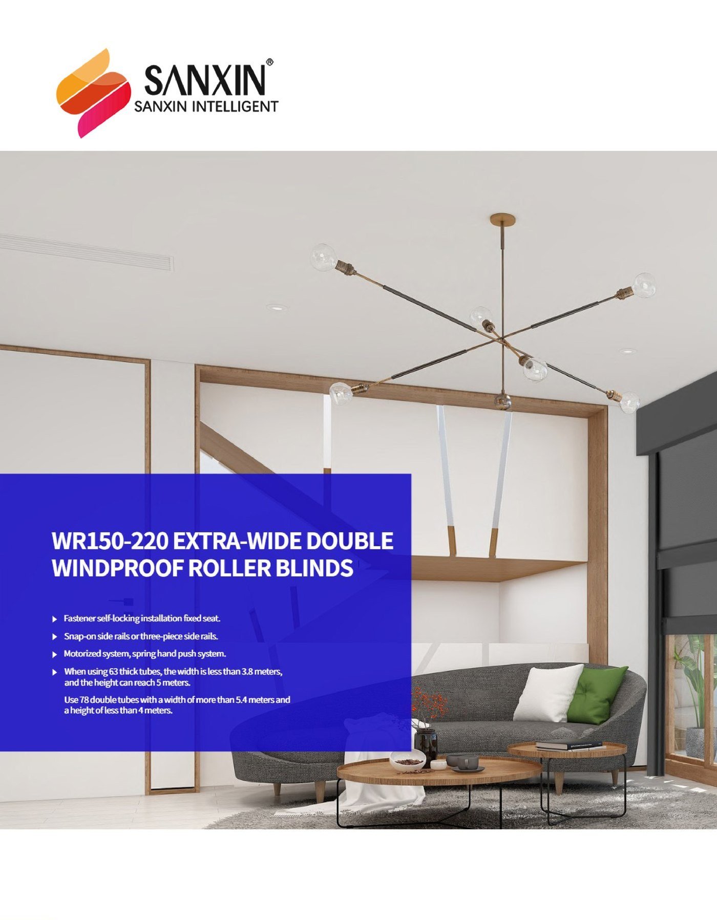 WR150-220 Extra-Wide Double Windproof Roller Blinds – Dual Layer up to 5 m